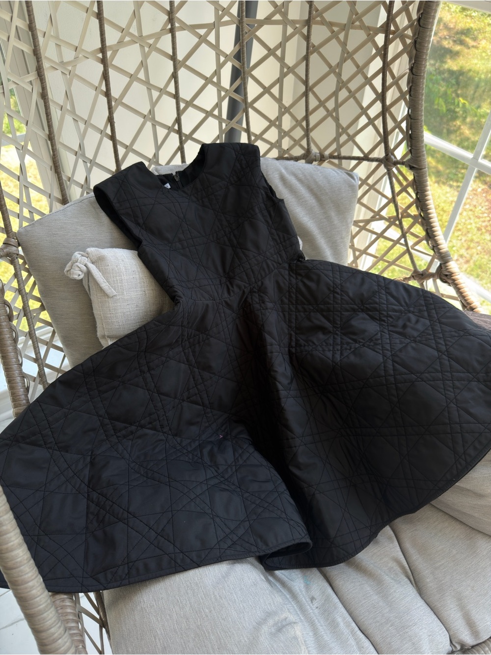 Dior Girls Black Quilted Fit-and-Flare Dress
